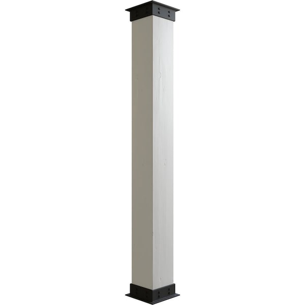 Ekena Millwork Knotty Pine Faux Wood Non-Tapered Square Column Wrap w/ Faux Iron Capital & Base, 10"W x 12'H COLUKP10X144IRUF - main